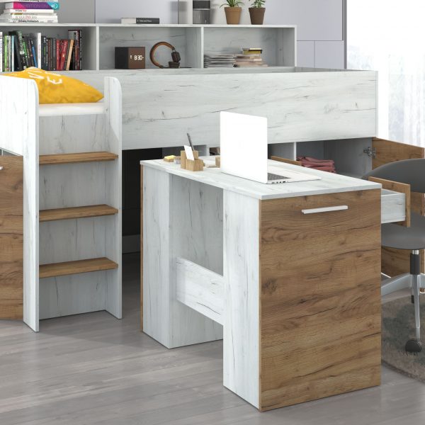 Mezzanine bed NOE Craft Gold Craft White – Left side steps