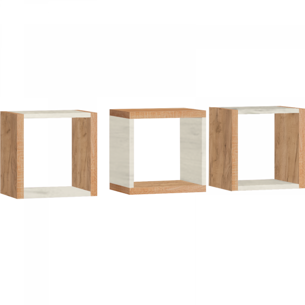 KITTY collection: 3 Wall Shelves - KIT-10 - Craft Gold / Craft White