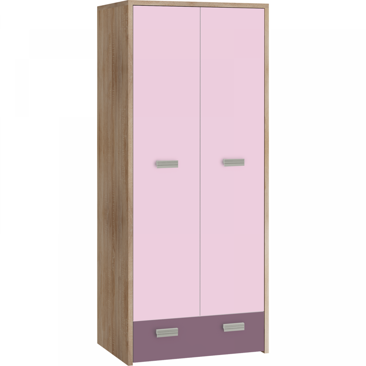 Kollektion KITTY: 2D Kleiderschrank – KIT-13 - Sonoma Eiche / Lavendel / Violett