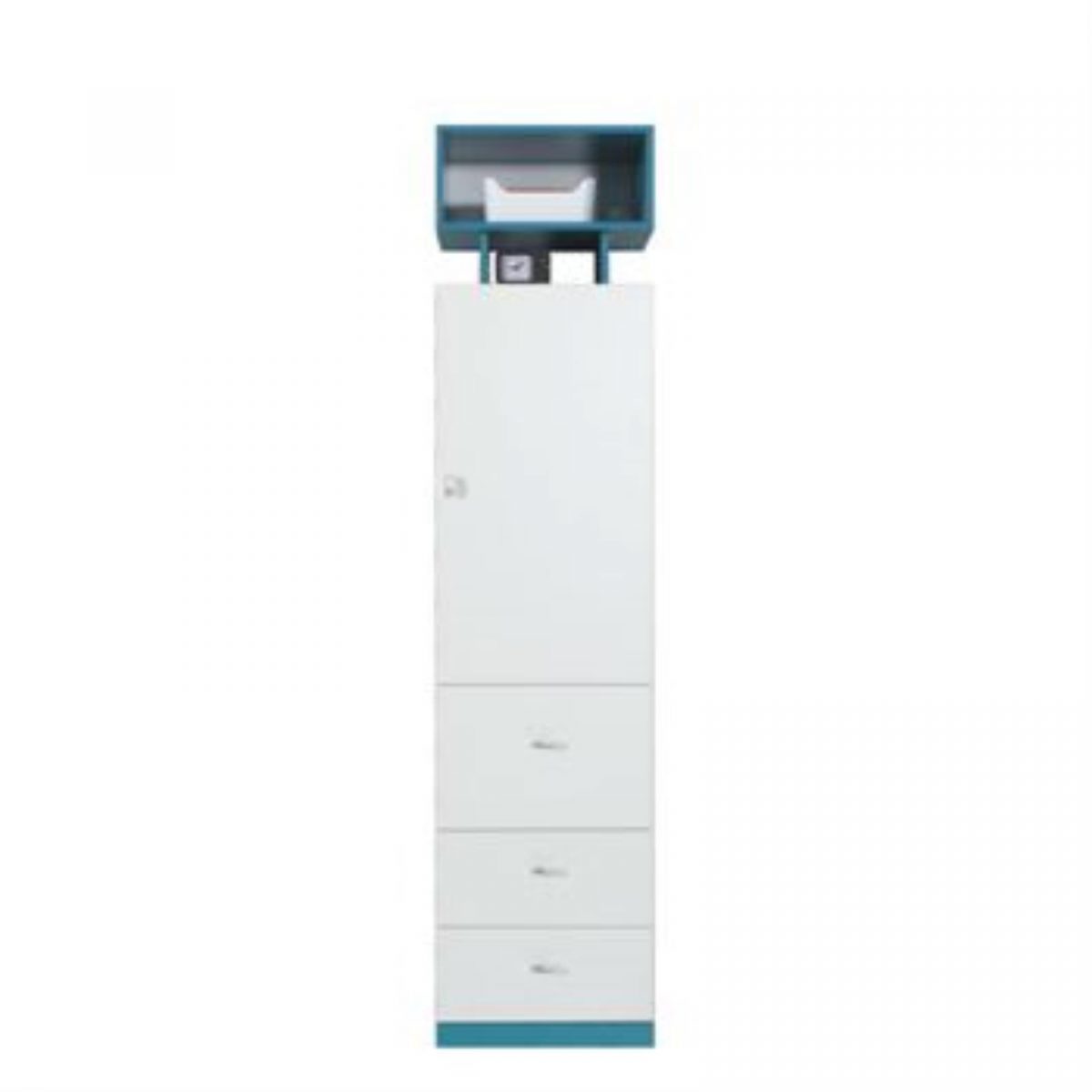 MOBI collection: High bookcase - MO04 - White Lux / Turquoise