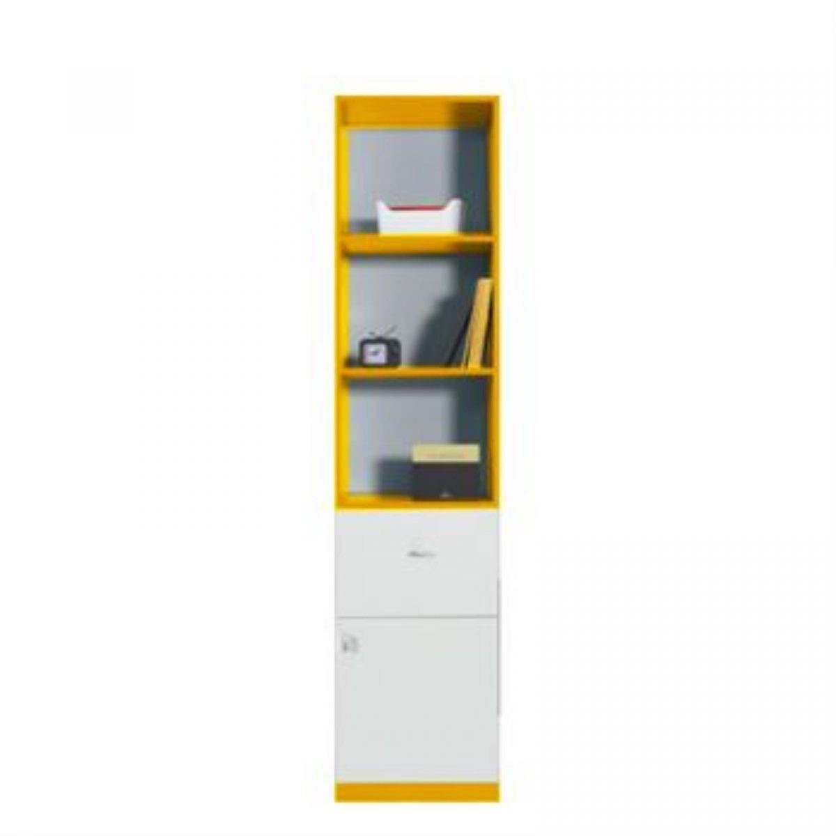 MOBI collection: High bookcase - MO05 - White Lux / Yellow