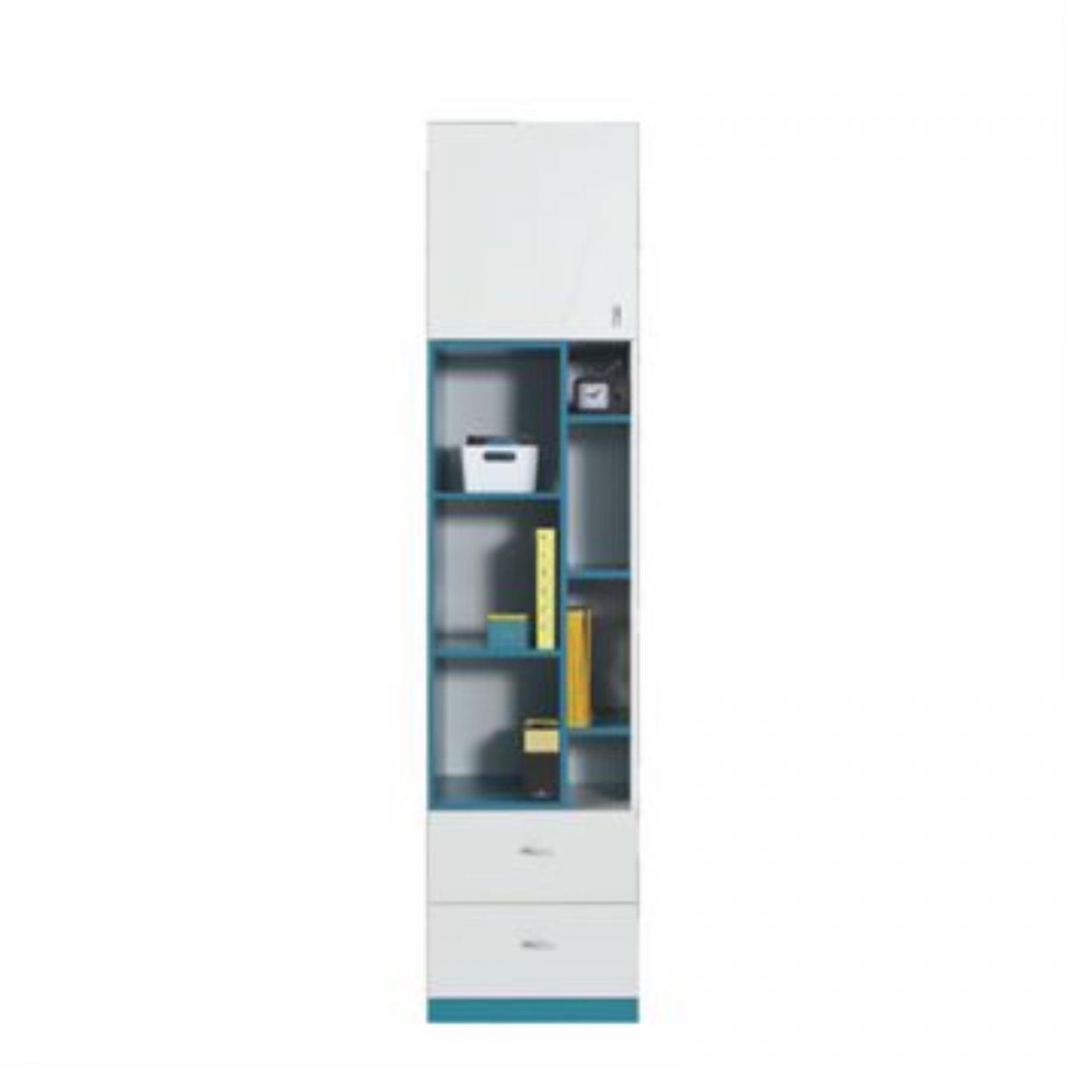 MOBI collection: High bookcase - MO06 - White Lux / Turquoise