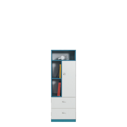 MOBI collection: Bookcase - MO07 - White Lux / Turquoise