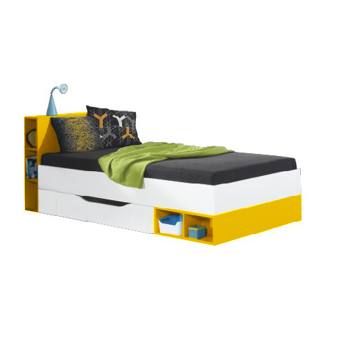 Collection MOBI: Single Bed - MO18 - White Lux / Yellow