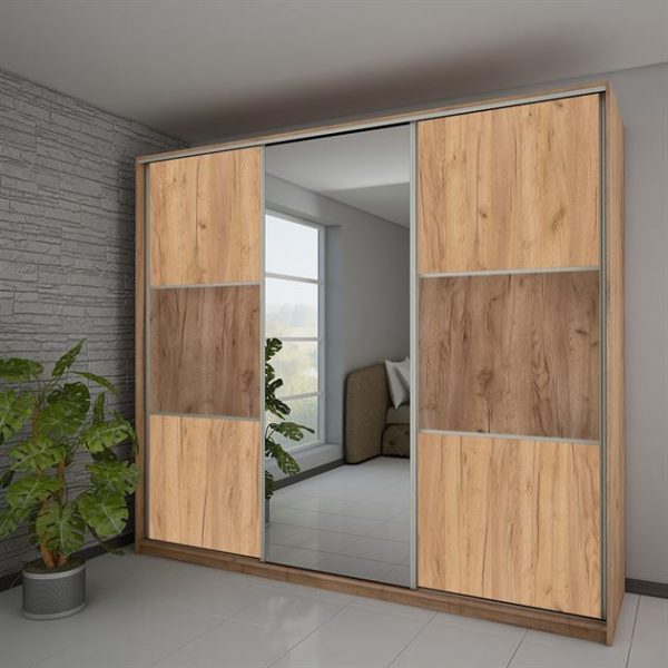 Wardrobe RICO Mirror 240C - Craft Gold Craft Tobaco