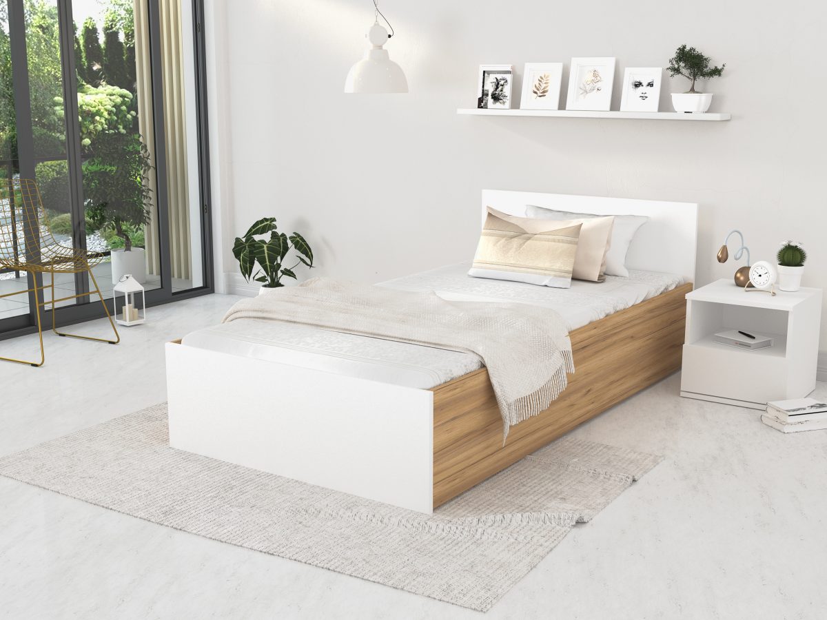 PANAMA Bed 90 - Craft Oak / White