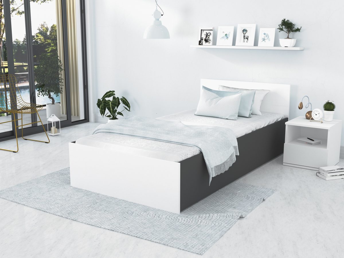 PANAMA Bed 90 - Grey / White