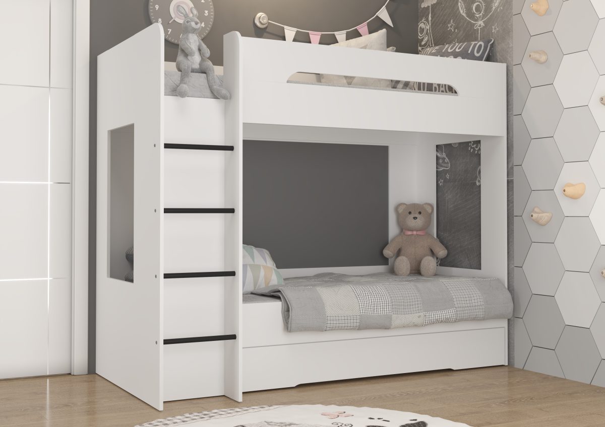 Bunk Bed - BLANC - Left Ladder - White