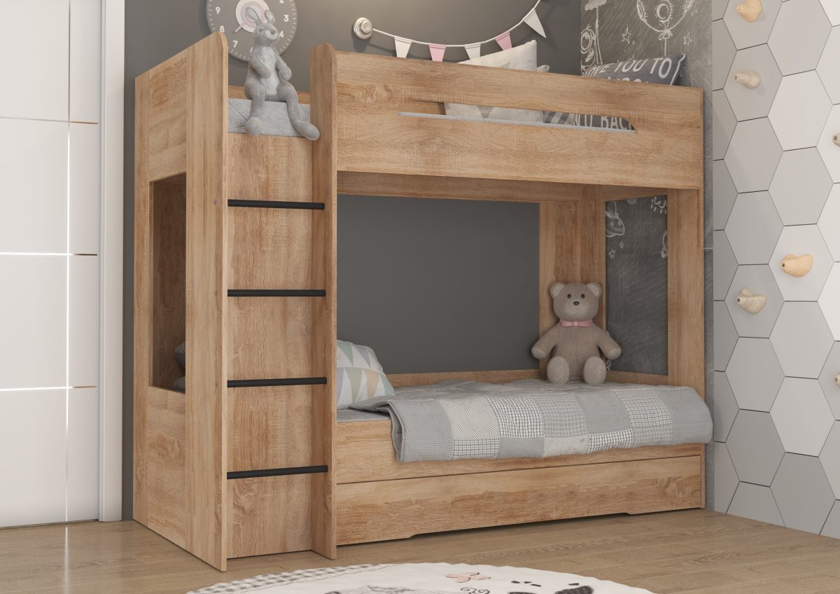 Bunk Bed - BLANC - Left Ladder - Sonoma Oak Light