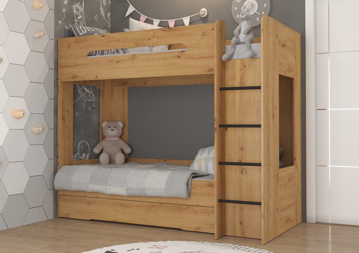 Bunk Bed - BLANC - Right Ladder - Artisan Oak