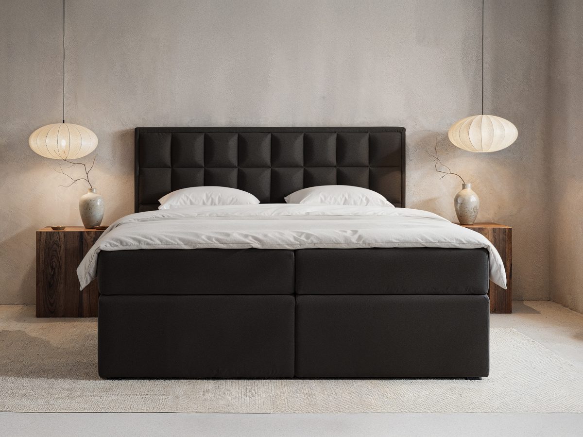 TOLEDO Boxspringbett 200 x 200 cm – ohne Matratze (Schwarz)