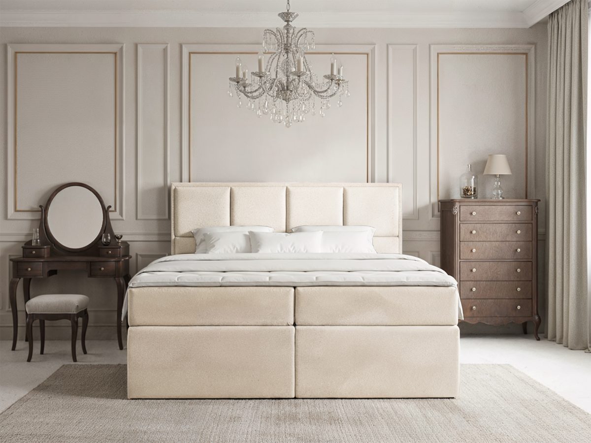 BURGOS Boxspringbett 200 x 200 cm – ohne Matratze (Creme)
