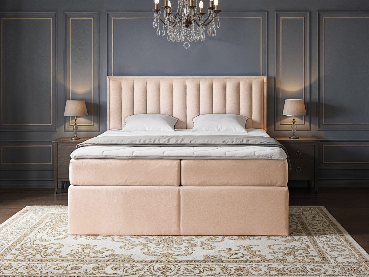 Lit boxspring ALTEA 200 x 200 cm – sans matelas (Beige)