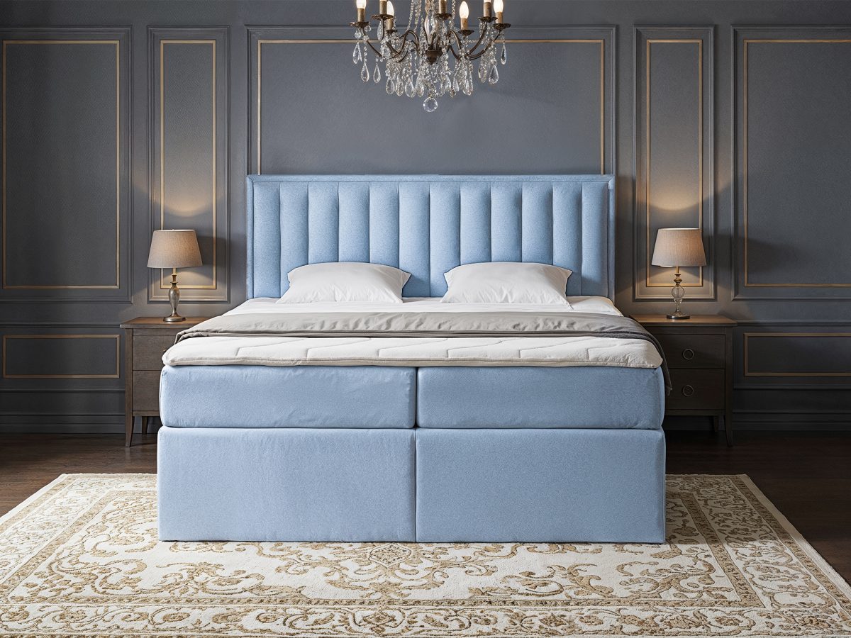 Lit boxspring ALTEA 200 x 200 cm – sans matelas (Bleu)