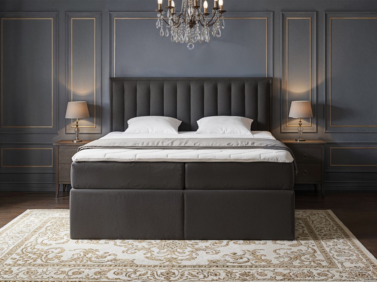 Lit boxspring ALTEA 200 x 200 cm – sans matelas (Gris foncé)