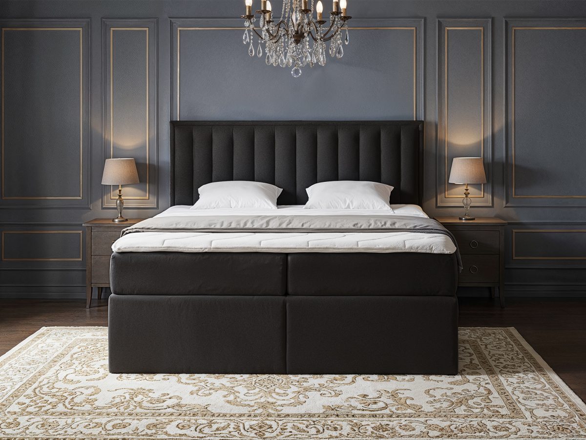 Lit boxspring ALTEA 200 x 200 cm – sans matelas (Noir)