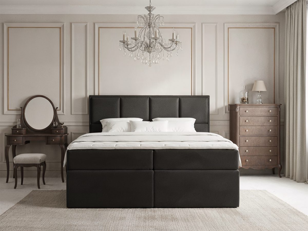 Lit boxspring BURGOS 200 × 200 cm – sans matelas (Noir)