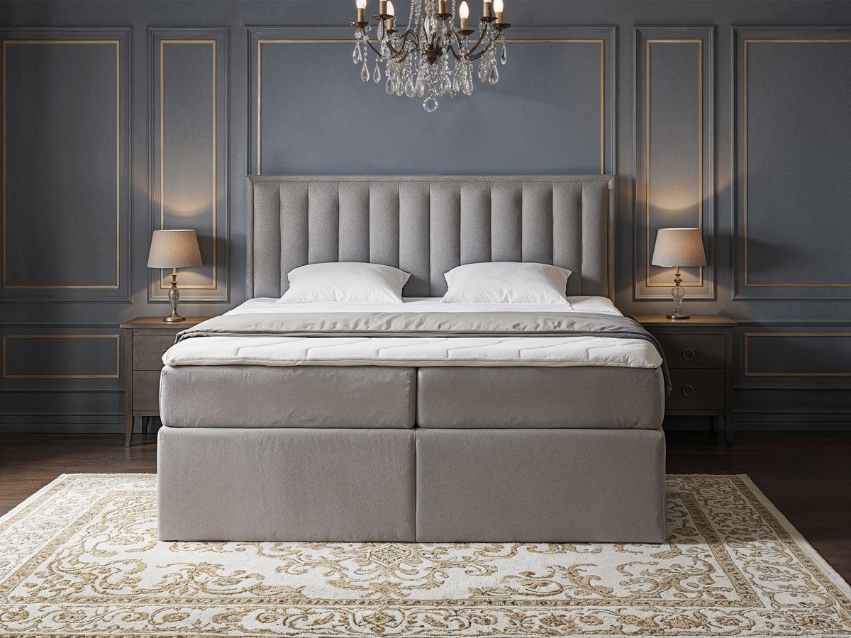 Lit boxspring ALTEA 200 x 200 cm – sans matelas (Gris clair)