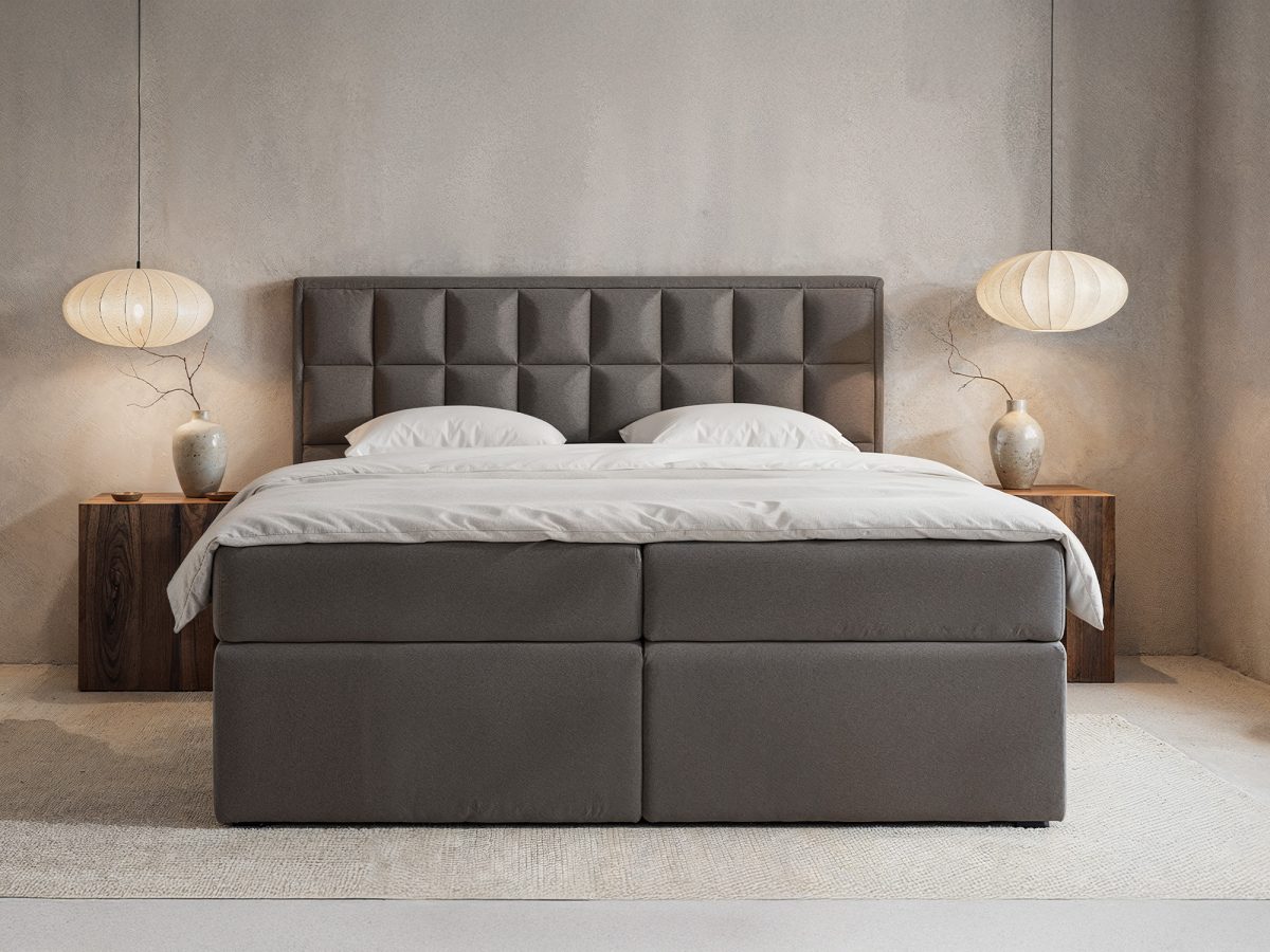 Lit boxspring TOLEDO 200 x 200 cm – sans matelas (Gris)