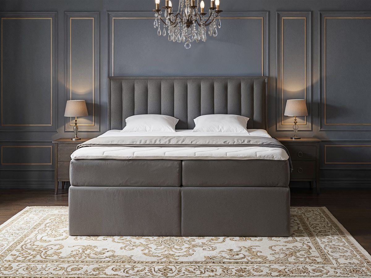 Lit boxspring ALTEA 200 x 200 cm – sans matelas (Gris)