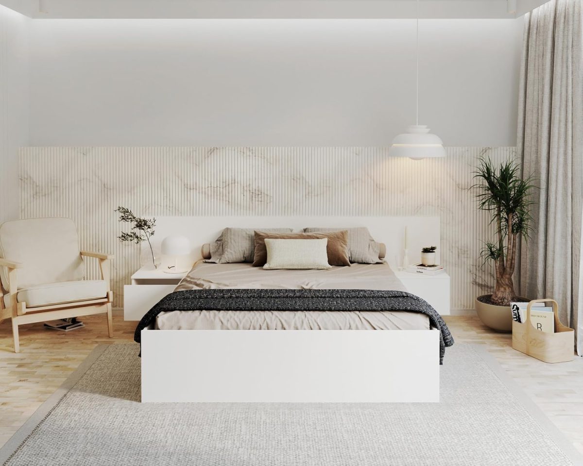 ARUBA Lit 160 x 200 cm – sans matelas (Blanc)
