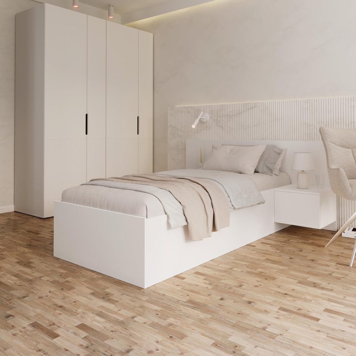 ARUBA Bett 90 x 200 cm – ohne Matratze (Weiß)