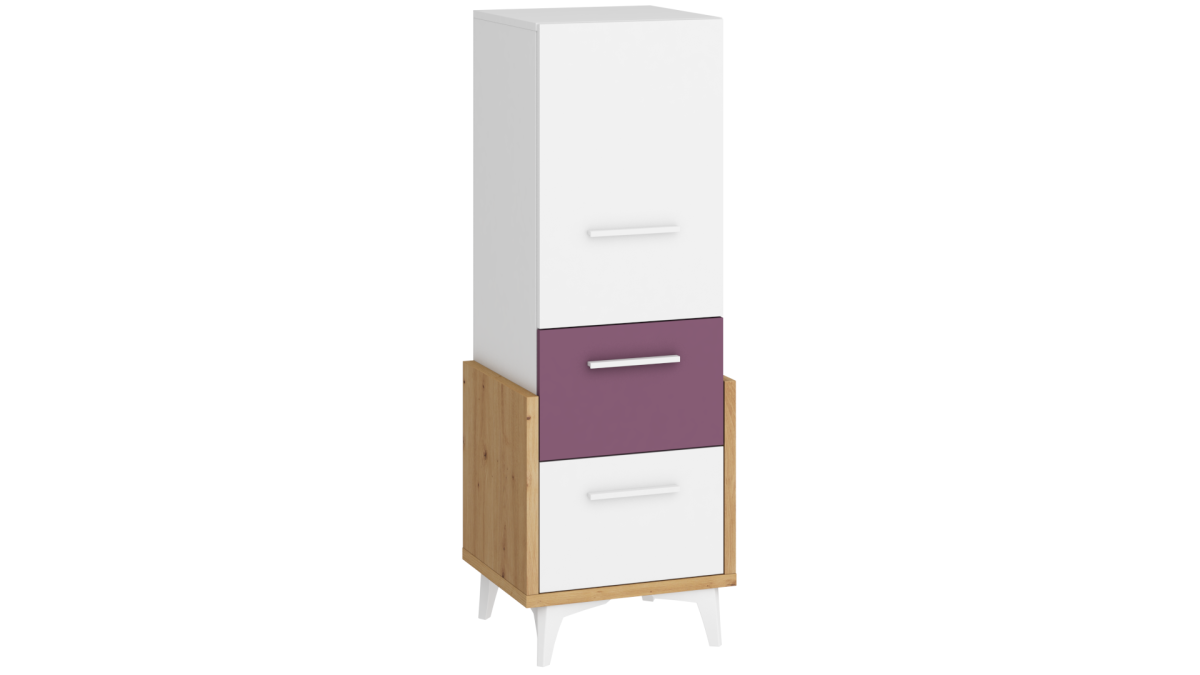 HEY Kollektion: Schrank 45N – HEY-01 – Artisan/Weiß/Violett