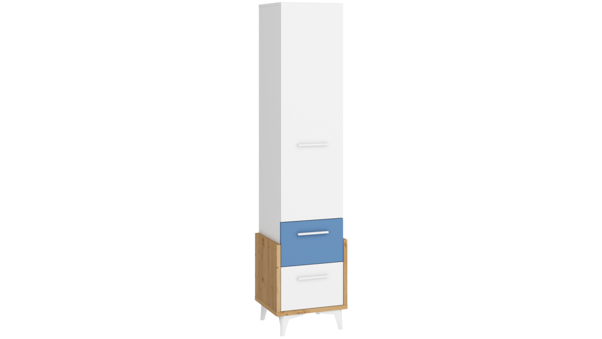 HEY Kollektion: Schrank 45W – HEY-02 – Artisan/Weiß/Blau