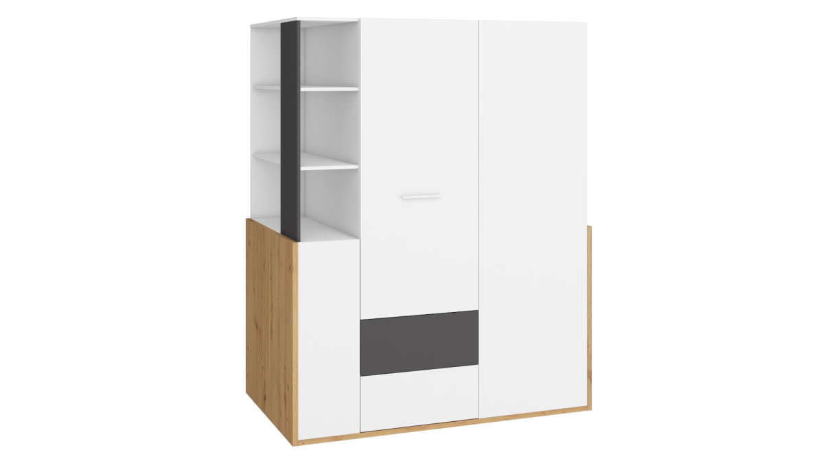HEY Collection: Wardrobe 155 - HEY-21 - Artisan/White/Grey