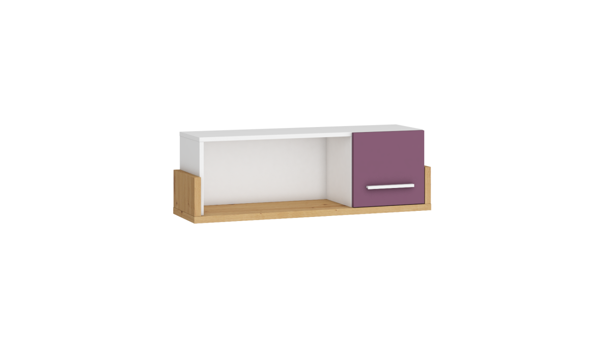 HEY Collection: Wall-mounted shelf unit with a cabinet 95 - HEY-22 - Artisan/White/Violet