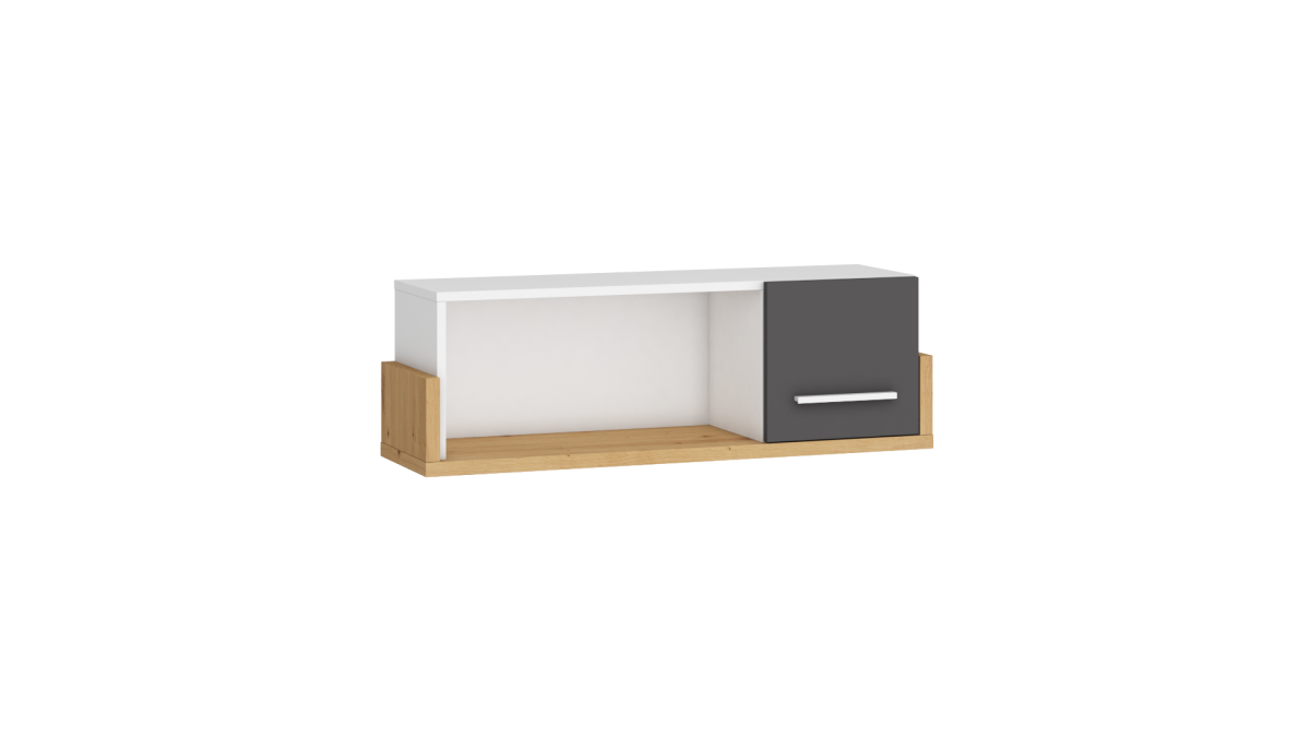 HEY Collection: Wall-mounted shelf unit with a cabinet 95 - HEY-22 - Artisan/White/Grey