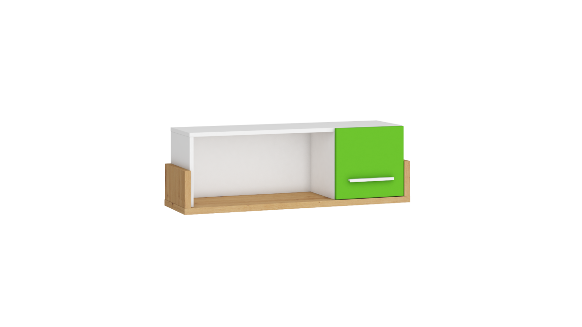 HEY Collection: Wall-mounted shelf unit with a cabinet 95 - HEY-22 - Artisan/White/Green