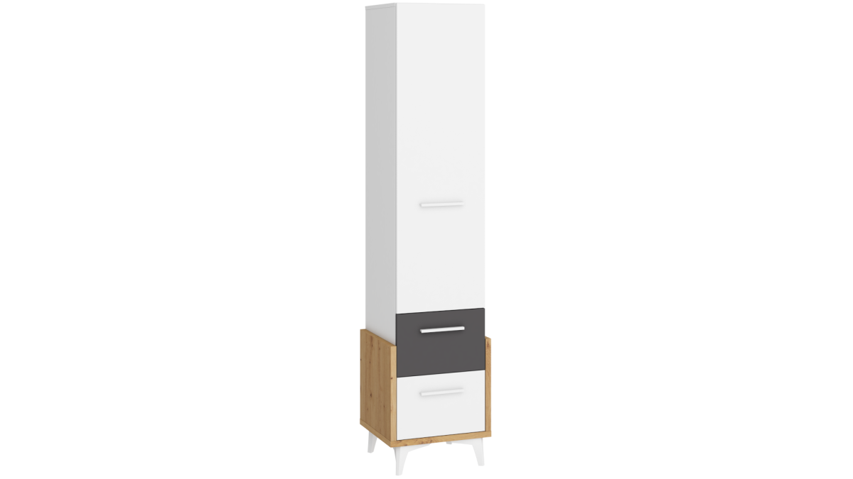 Collection HEY : Meuble à linge 45W - HEY-02 - Artisan/Blanc/Gris