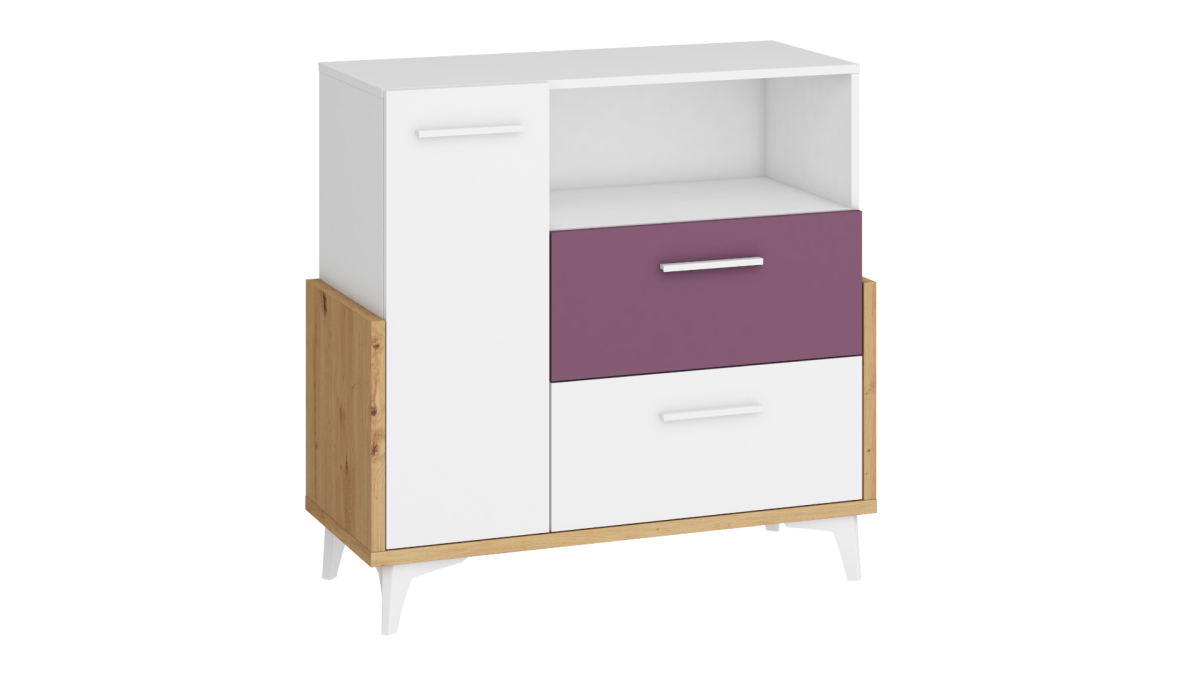 HEY Kollektion: Schubladenschrank 95W – HEY-07 – Artisan/Weiß/Violett