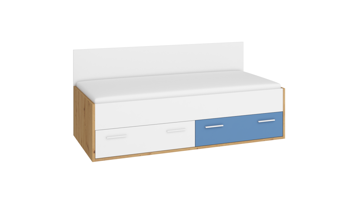 HEY Kollektion: Bett 205 – HEY-10 – ohne Matratze 200×90 cm – Artisan/Weiß/Blau
