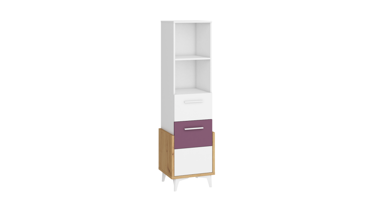 Collection HEY: Bibliothèque 45S - HEY-13 - Artisan/Blanc/Violet