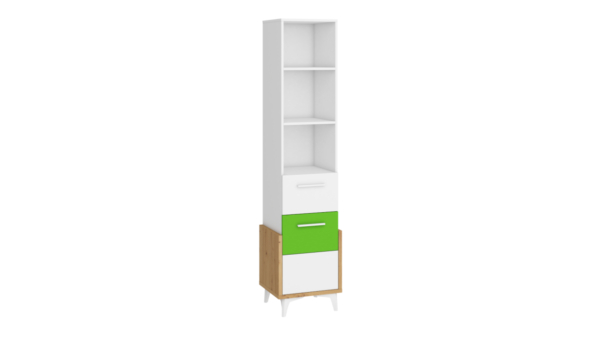 Collection HEY: Bibliothèque 45W - HEY-14 - Artisan/Blanc/Vert