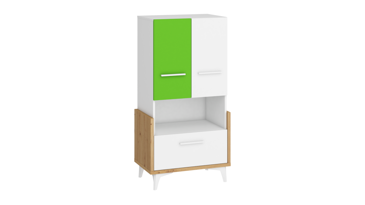 Collection HEY: Bibliothèque 65N - HEY-15 - Artisan/Blanc/Vert