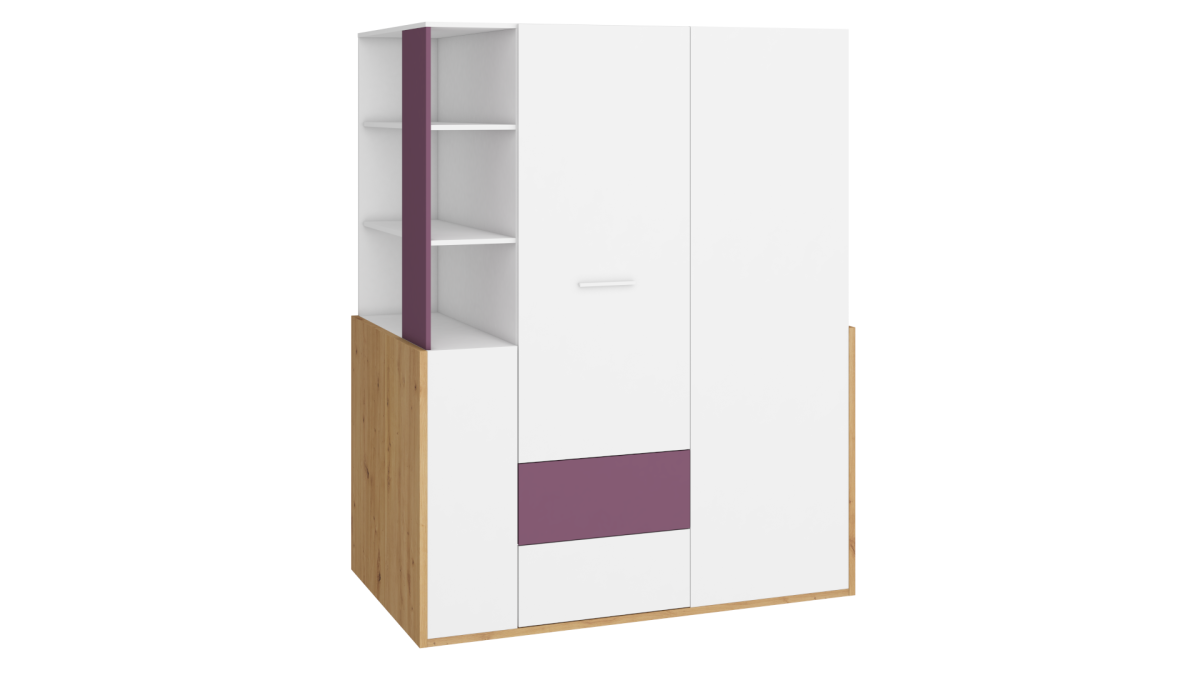HEY Kollektion: Begehbarer Kleiderschrank 155 – HEY-21 – Artisan/Weiß/Violett
