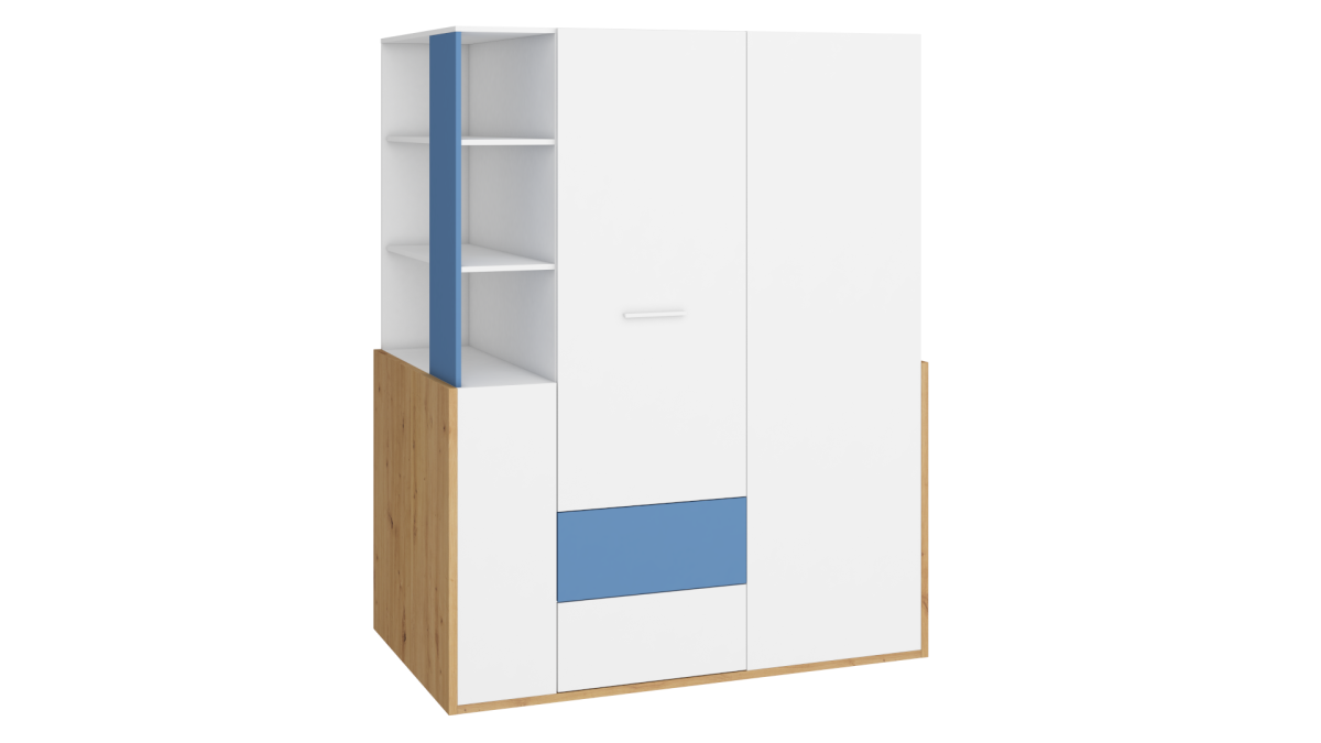 HEY Kollektion: Begehbarer Kleiderschrank 155 – HEY-21 – Artisan/Weiß/Blau