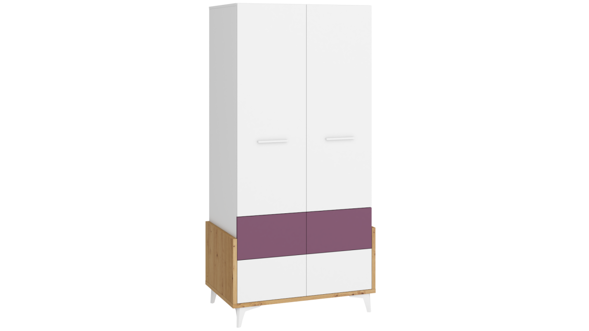 HEY Kollektion: Kleiderschrank 95 – HEY-20 – Artisan/Weiß/Violett